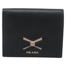 PRADA Bifold Wallet Safiano Leather Black Gold Auth bs36713A-2