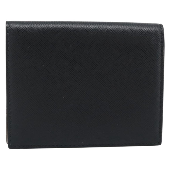 PRADA Bifold Wallet Safiano Leather Black Gold Auth bs36713A