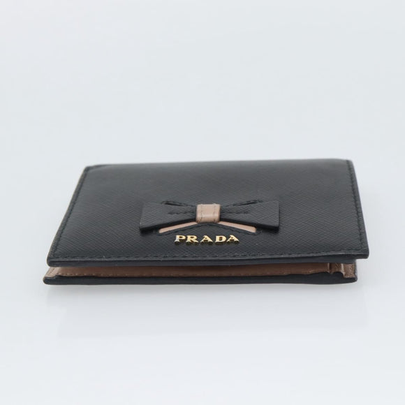 PRADA Bifold Wallet Safiano Leather Black Gold Auth bs36713A