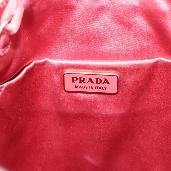 PRADA Hand Bag Satin Pink Silver Auth bs36714