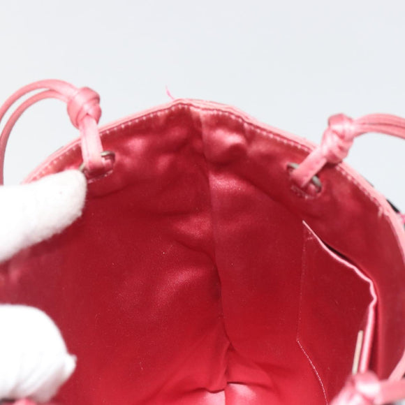 PRADA Hand Bag Satin Pink Silver Auth bs36714