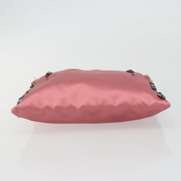 PRADA Hand Bag Satin Pink Silver Auth bs36714