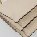 FENDI Chain Shoulder Bag Leather Beige Gold Auth bs36715-18