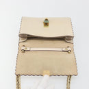FENDI Chain Shoulder Bag Leather Beige Gold Auth bs36715-20