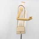 FENDI Chain Shoulder Bag Leather Beige Gold Auth bs36715-26