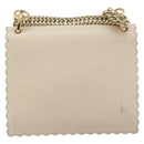 FENDI Chain Shoulder Bag Leather Beige Gold Auth bs36715-2