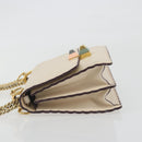 FENDI Chain Shoulder Bag Leather Beige Gold Auth bs36715-5