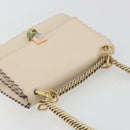 FENDI Chain Shoulder Bag Leather Beige Gold Auth bs36715-7