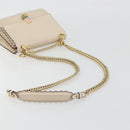 FENDI Chain Shoulder Bag Leather Beige Gold Auth bs36715-8