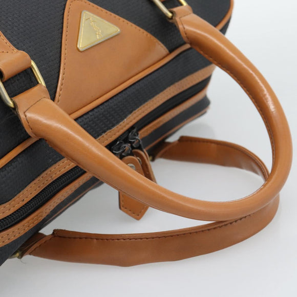 SAINT LAURENT Boston Bag PVC Black Gold Auth bs36716