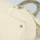 Gianni Versace Boston Bag Leather White Gold Auth bs36717-9