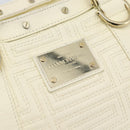 Gianni Versace Boston Bag Leather White Gold Auth bs36717-17