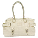 Gianni Versace Boston Bag Leather White Gold Auth bs36717-13