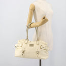 Gianni Versace Boston Bag Leather White Gold Auth bs36717-23