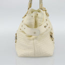 Gianni Versace Boston Bag Leather White Gold Auth bs36717-4
