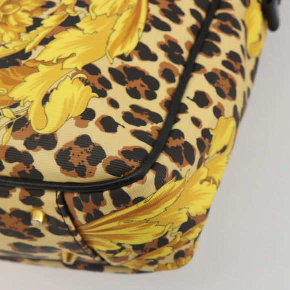 Gianni Versace Tote Bag PVC Canvas Yellow Gold Auth bs36718