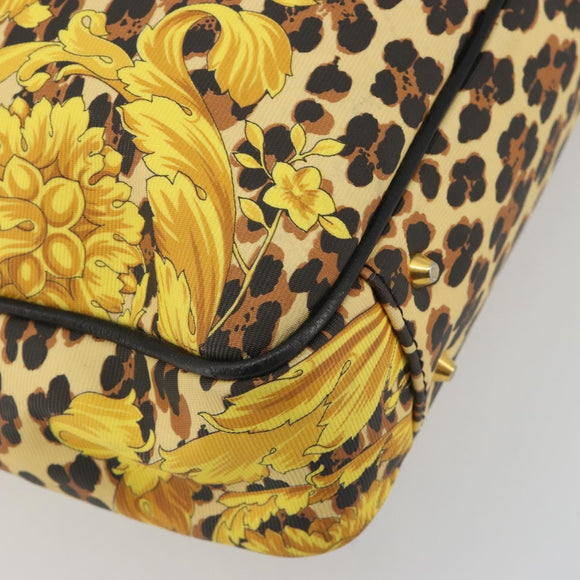 Gianni Versace Tote Bag PVC Canvas Yellow Gold Auth bs36718