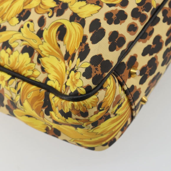 Gianni Versace Tote Bag PVC Canvas Yellow Gold Auth bs36718