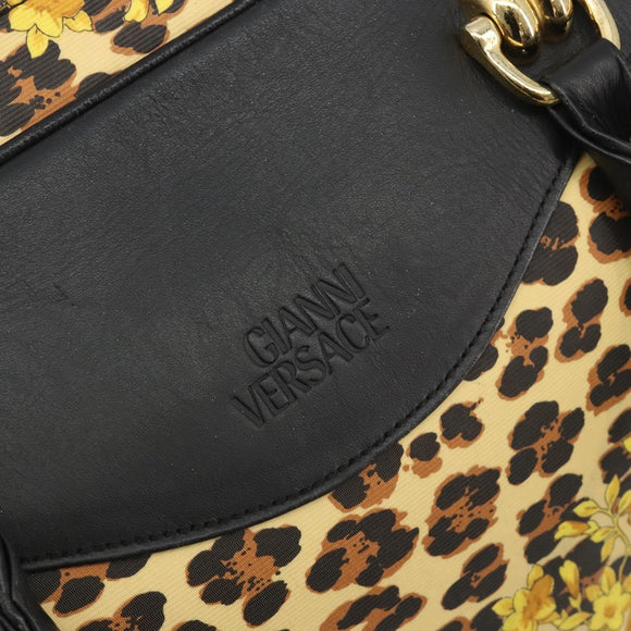 Gianni Versace Tote Bag PVC Canvas Yellow Gold Auth bs36718