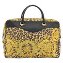 Gianni Versace Tote Bag PVC Canvas Yellow Gold Auth bs36718-2