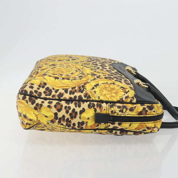 Gianni Versace Tote Bag PVC Canvas Yellow Gold Auth bs36718