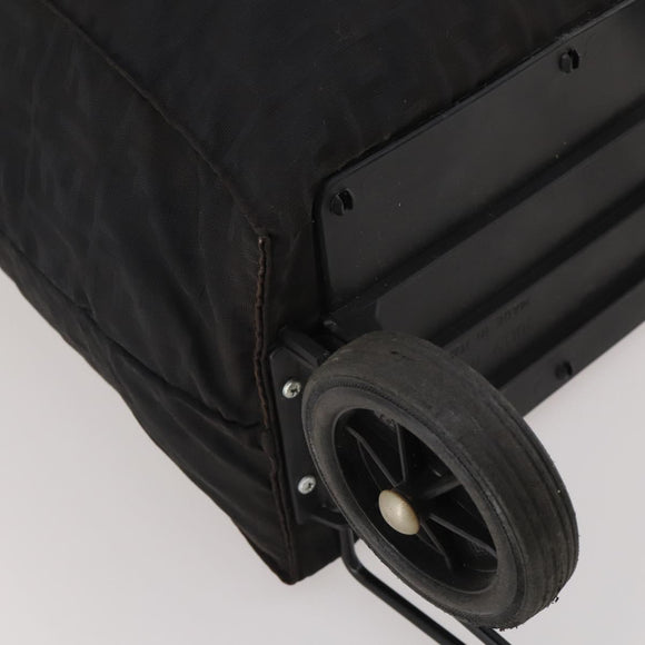 FENDI Carry Case Zucca Canvas Black Brown Auth bs36724