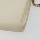 CELINE Chain Shoulder Bag Leather White Gold Auth bs36725-12