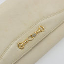CELINE Chain Shoulder Bag Leather White Gold Auth bs36725-14