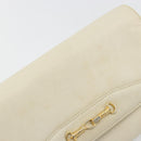 CELINE Chain Shoulder Bag Leather White Gold Auth bs36725-15