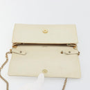CELINE Chain Shoulder Bag Leather White Gold Auth bs36725-16