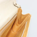 CELINE Chain Shoulder Bag Leather White Gold Auth bs36725-19