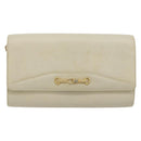 CELINE Chain Shoulder Bag Leather White Gold Auth bs36725-2
