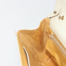 CELINE Chain Shoulder Bag Leather White Gold Auth bs36725-20
