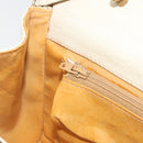 CELINE Chain Shoulder Bag Leather White Gold Auth bs36725-21