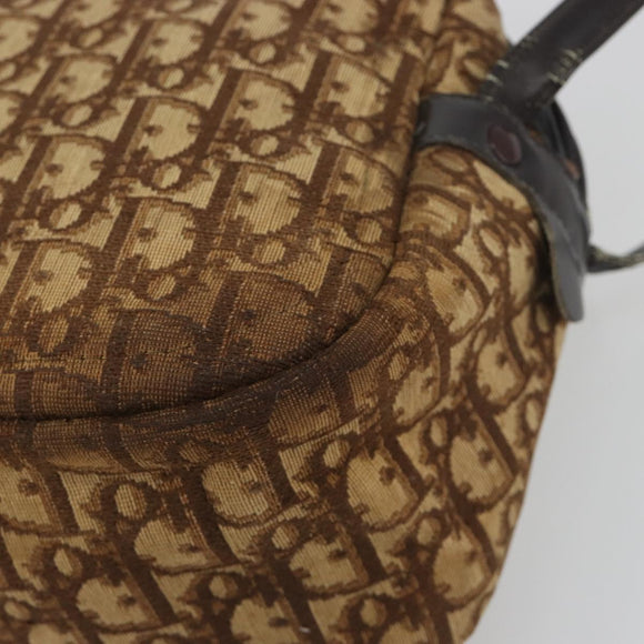 Christian Dior Trotter Canvas Shoulder Bag Brown Gold Auth bs36727