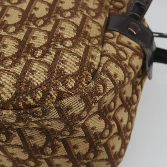 Christian Dior Trotter Canvas Shoulder Bag Brown Gold Auth bs36727