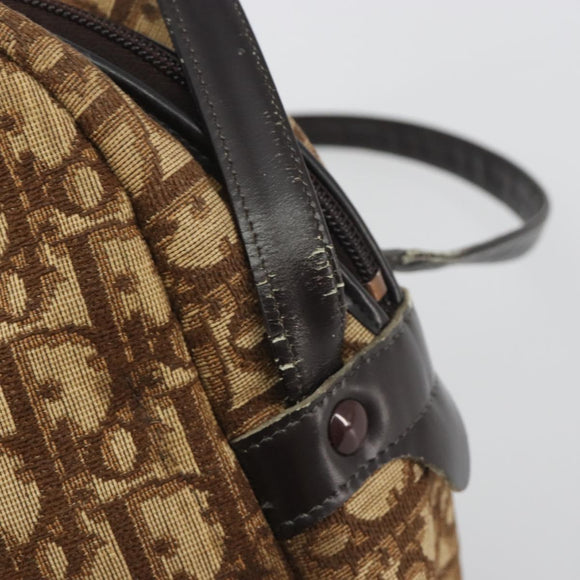Christian Dior Trotter Canvas Shoulder Bag Brown Gold Auth bs36727
