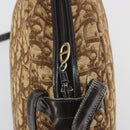 Christian Dior Trotter Canvas Shoulder Bag Brown Gold Auth bs36727-16