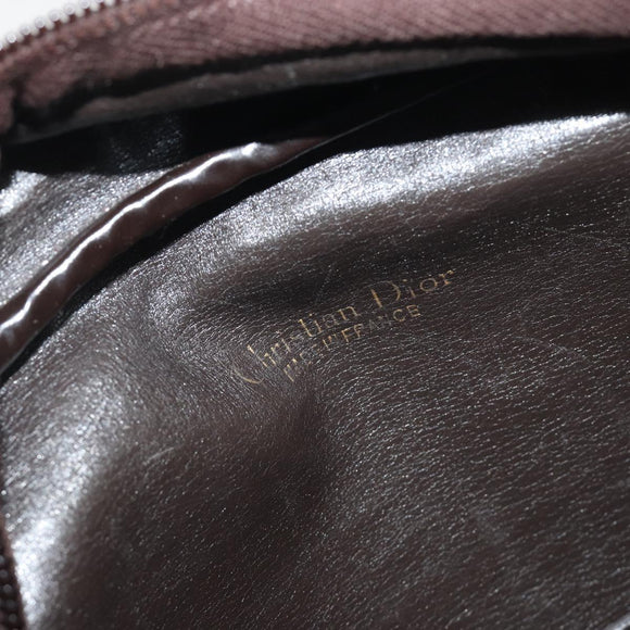 Christian Dior Trotter Canvas Shoulder Bag Brown Gold Auth bs36727