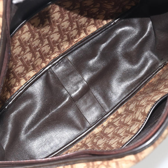Christian Dior Trotter Canvas Shoulder Bag Brown Gold Auth bs36727