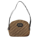 Christian Dior Trotter Canvas Shoulder Bag Brown Gold Auth bs36727-2