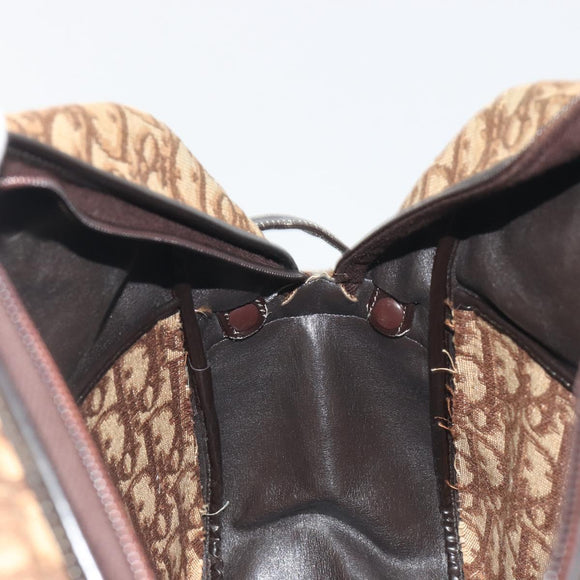 Christian Dior Trotter Canvas Shoulder Bag Brown Gold Auth bs36727