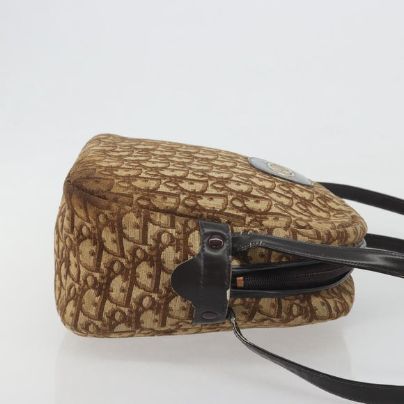 Christian Dior Trotter Canvas Shoulder Bag Brown Gold Auth bs36727