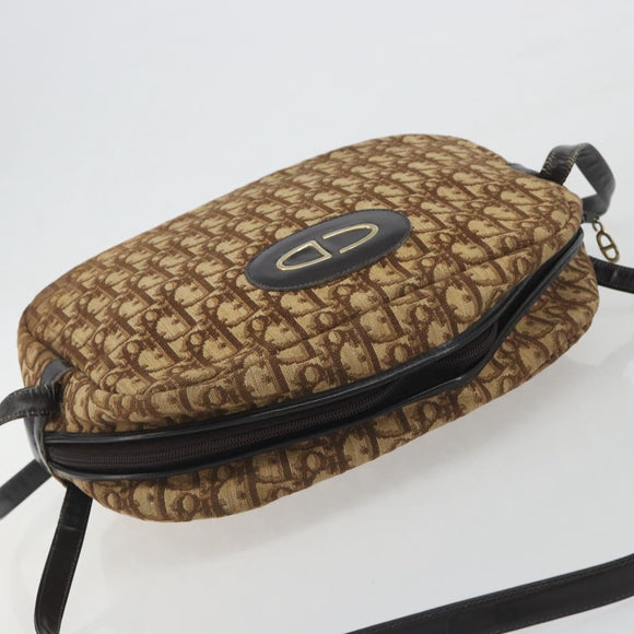 Christian Dior Trotter Canvas Shoulder Bag Brown Gold Auth bs36727