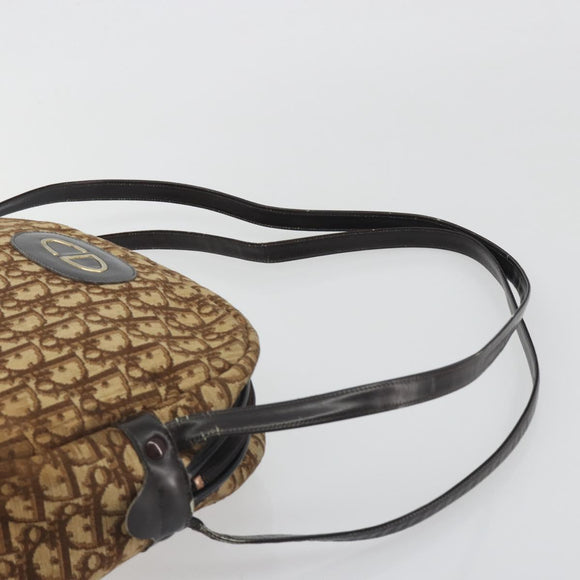 Christian Dior Trotter Canvas Shoulder Bag Brown Gold Auth bs36727