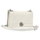 Christian Dior Chain Shoulder Bag Leather White Gold Auth bs36728-1