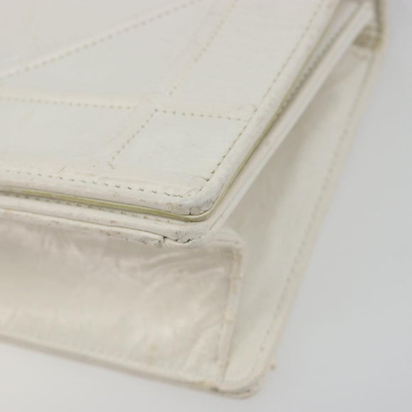 Christian Dior Chain Shoulder Bag Leather White Gold Auth bs36728