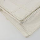 Christian Dior Chain Shoulder Bag Leather White Gold Auth bs36728-16