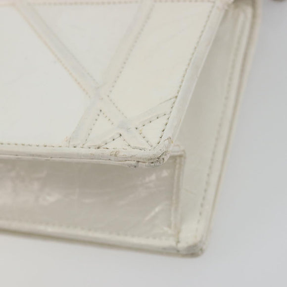 Christian Dior Chain Shoulder Bag Leather White Gold Auth bs36728