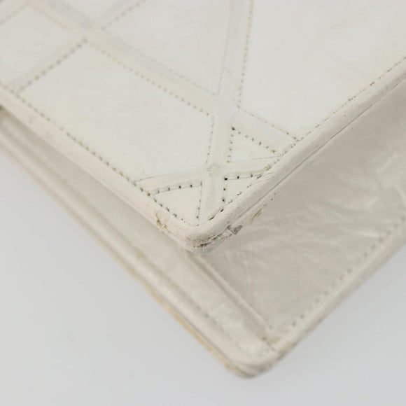 Christian Dior Chain Shoulder Bag Leather White Gold Auth bs36728